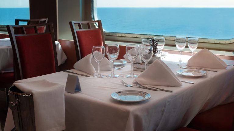 Dining table on cruise ship