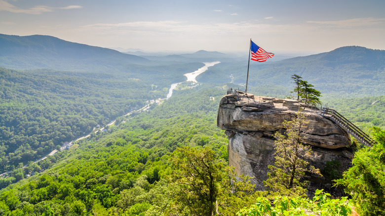 Aerial view of Chimney Rock State Park