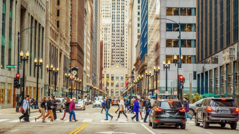 Downtown Chicago street view