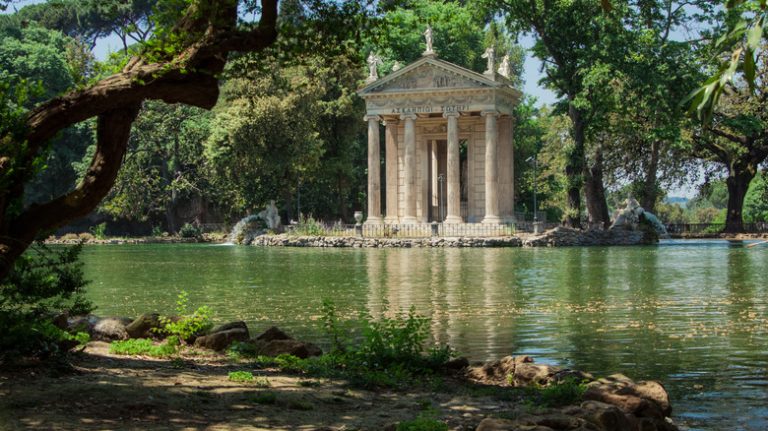 marble temple in a park