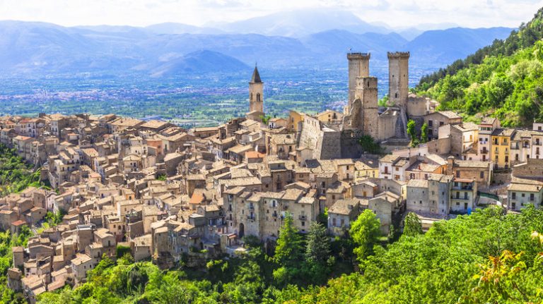 Abruzzo, Italy buildings and mountains