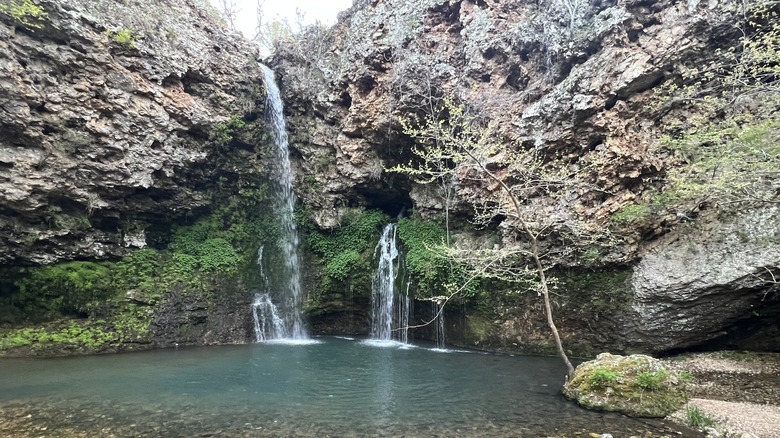 Waterfalls and clear natural pool