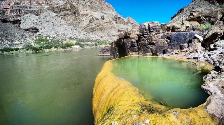 Pumpkin-like spring in canyon