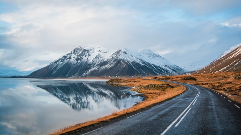 road leading to a mountain