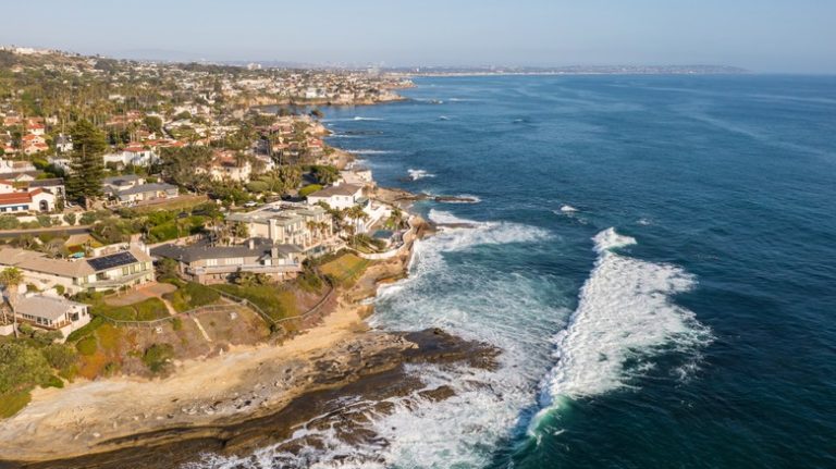 Windansea Beach in California aerial view