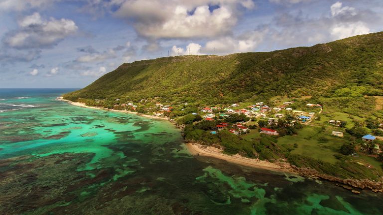 small settlement on tropical island