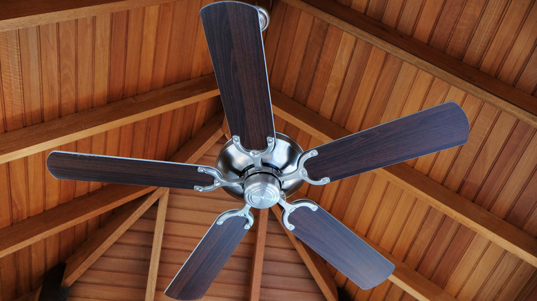 A fan in a hotel room