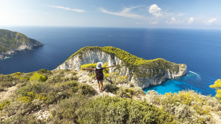 Woman overlooking Zakynthos on hike