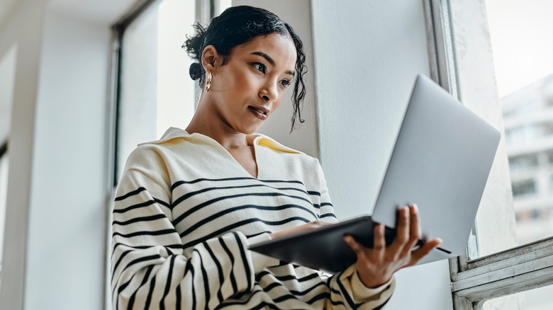 Woman working on laptop