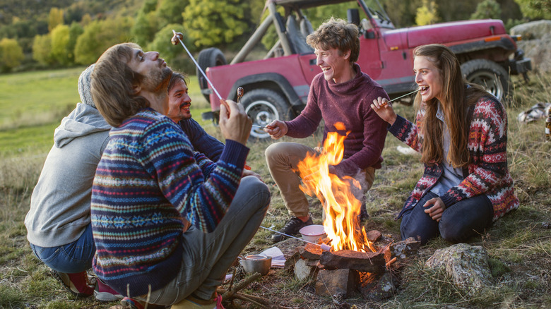 Having fun camping