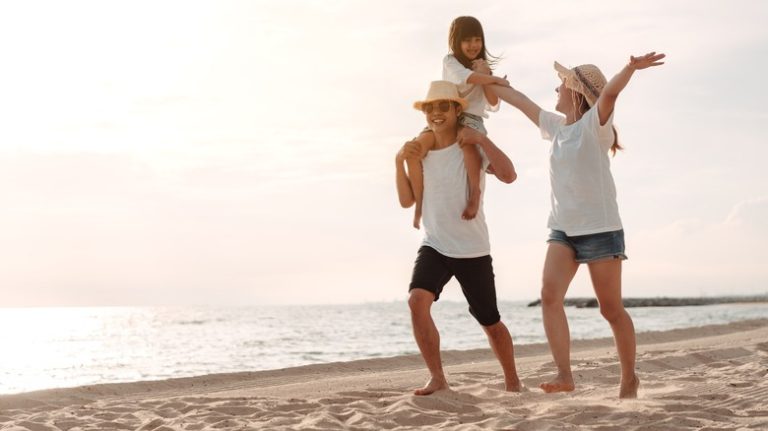 Family at a beach