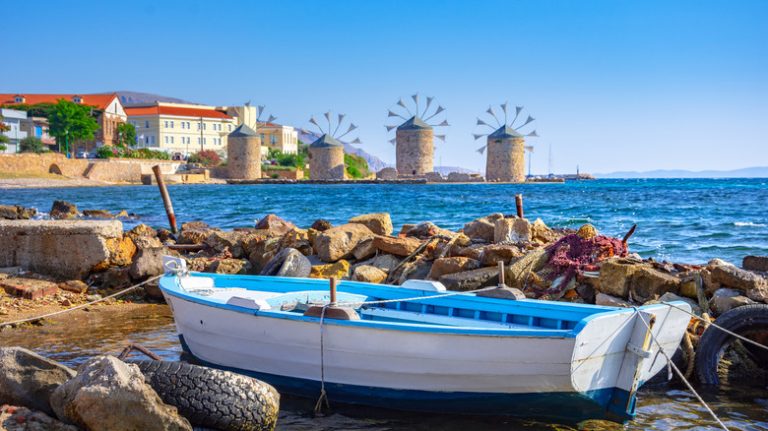 ocean fishing boat windmills