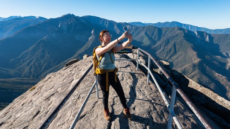 Hiker taking a selfie on Moro Rock