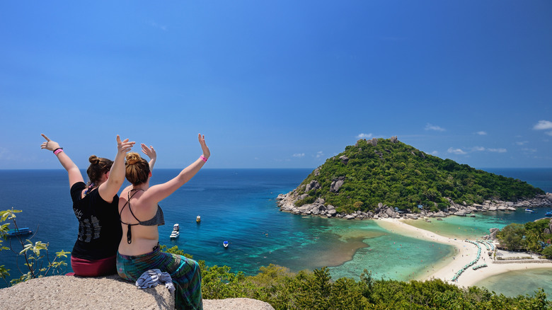 tourists at Koh Tao viewpoint