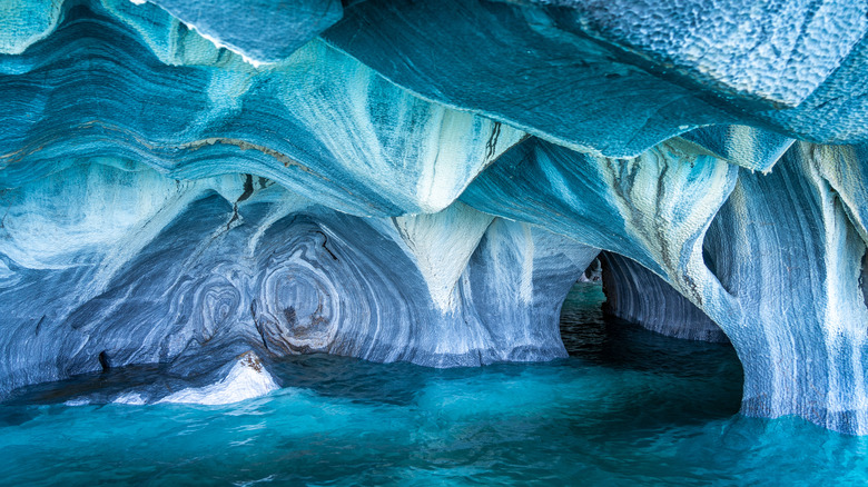 Blue marble-like water caves