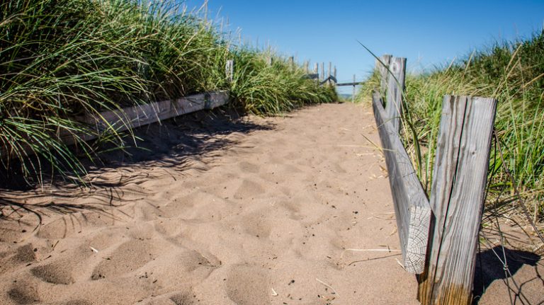 Sandy path leading to Park Point Beach, Minnesota