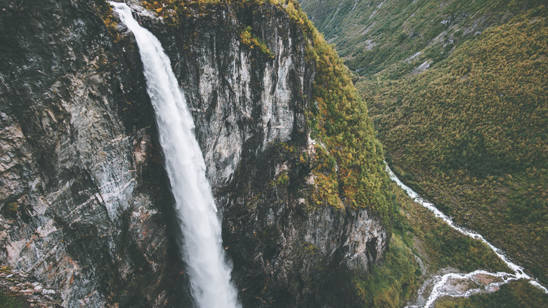 waterfall cascading down cliff