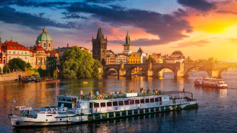 River cruise floating through Prague