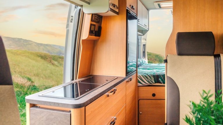 A kitchen in an RV