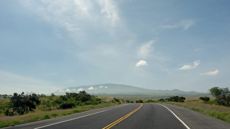 saddle road with distant hills