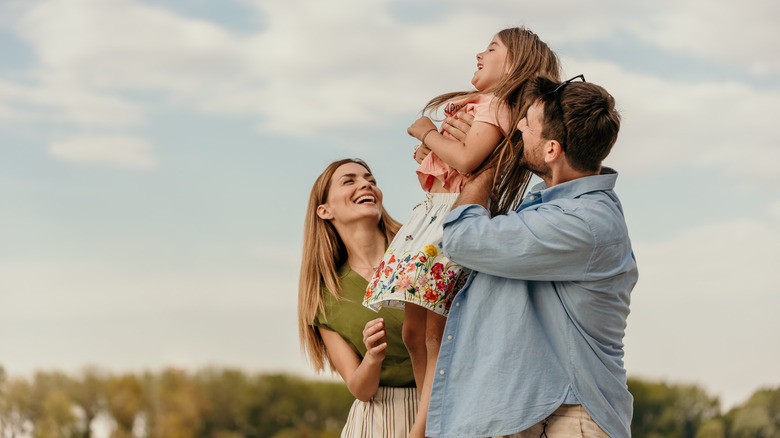 Family of three on a vacation