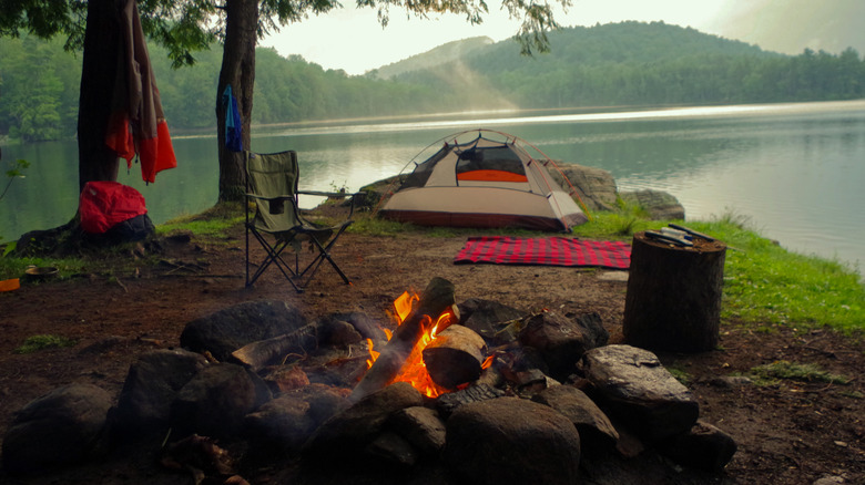 campsite on lake in upstate New York