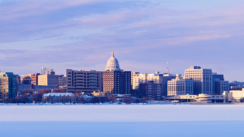 madison skyline in winter