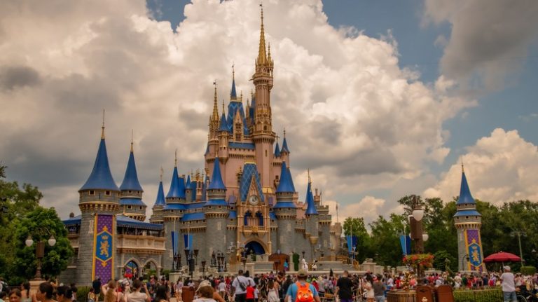 Magic Kindgom Castle under cloudy sky