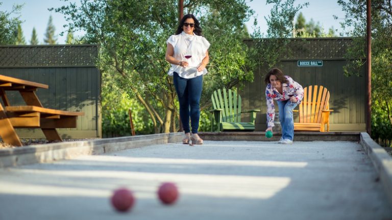 Women playing bocce