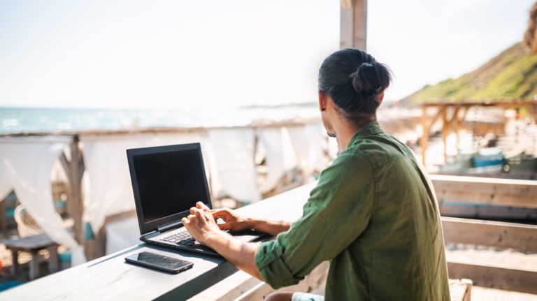 Man working on laptop