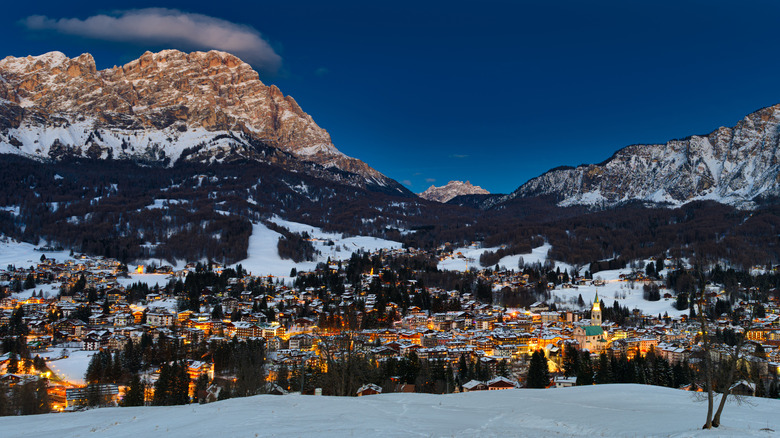 Cortina d'Ampezzo at blue hour