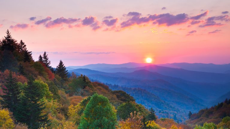 Sunrise over the Smoky Mountains