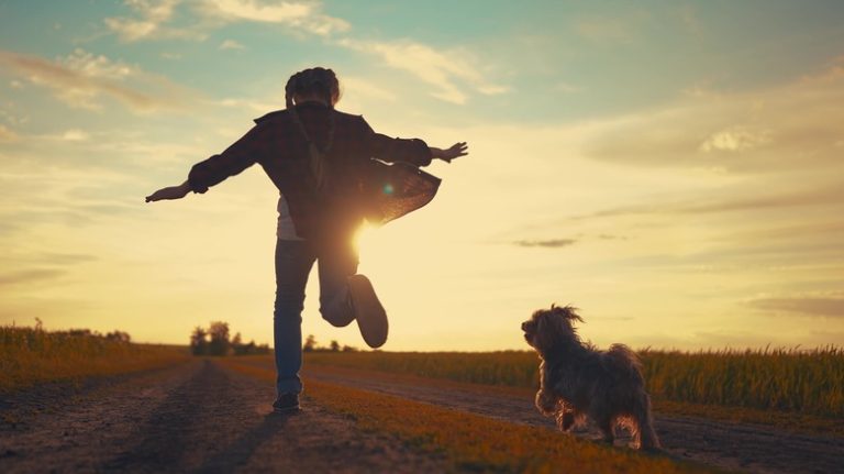 A girl and a dog