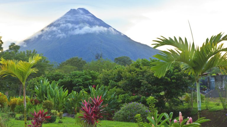 Arenal volcano and lush vegetation in Costa Rica