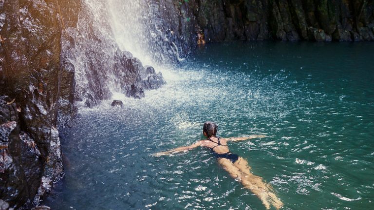 Waterfall swimming