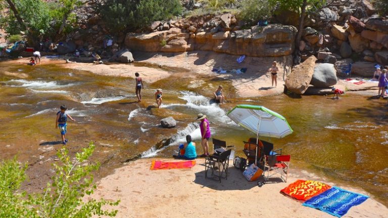 Visitors at Slide Rock