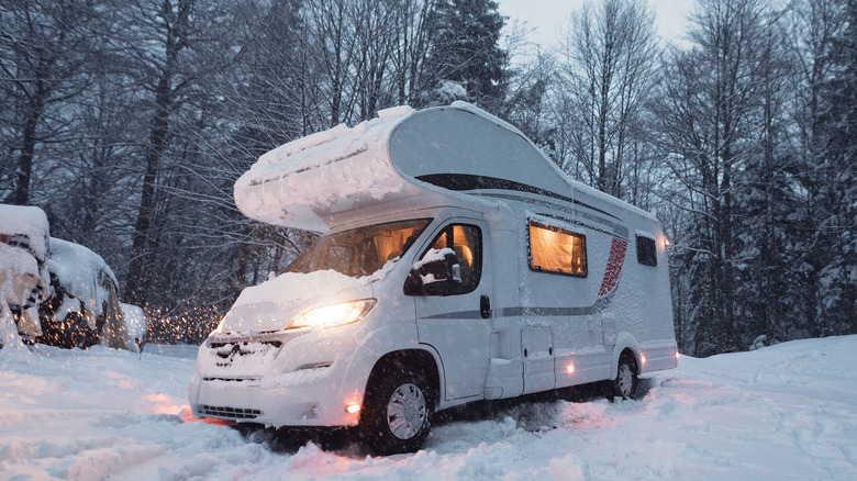 RV in the snow