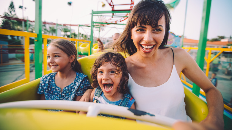 Family on a roller coaster