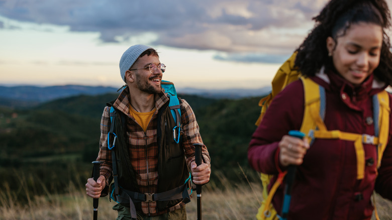 people backpacking