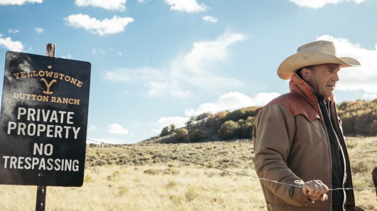 Kevin Costner on the Yellowstone set