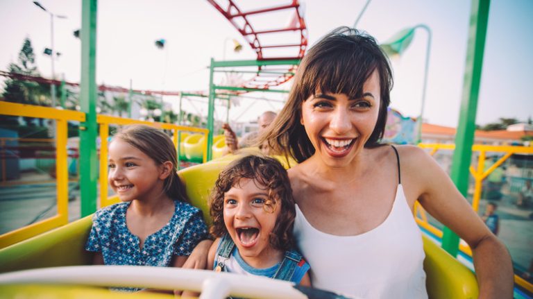 Family on roller coaster