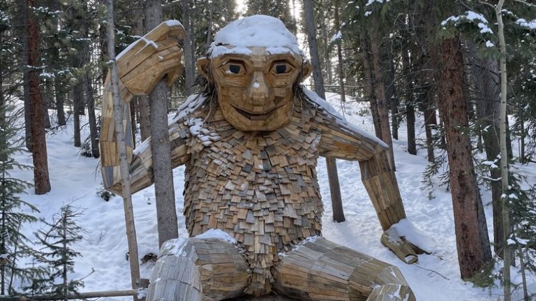 The Breckenridge Troll during winter