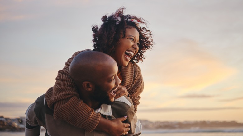 Couple smiling