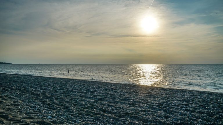 Sun shining over Lake Erie