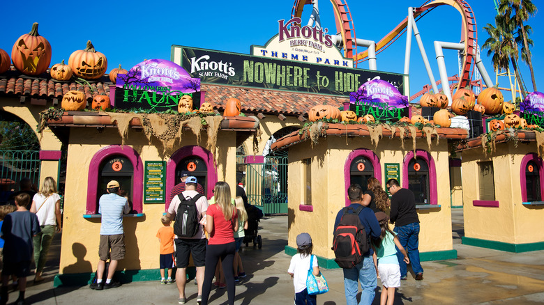 Visitors entering Knott's Scary Farm