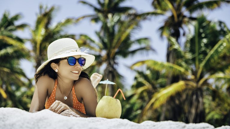 Woman on tropical beach