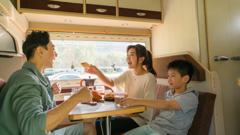 family enjoying their RV