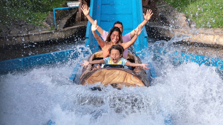 People on a water slide