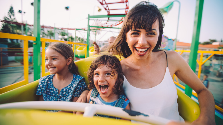 Family on a roller coaster