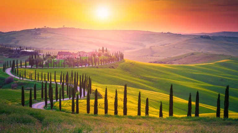 Sunset landscape in Chianti